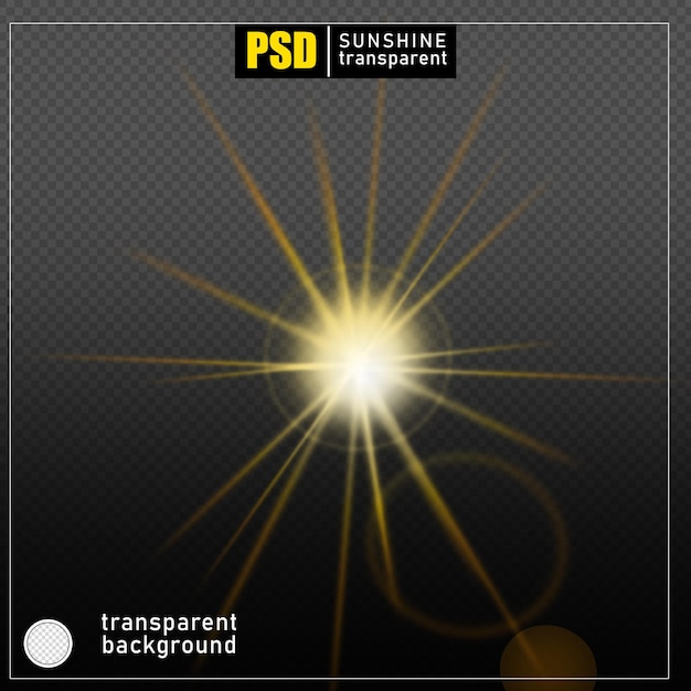 PSD efecto de luz solar psd sobre fondo transparente