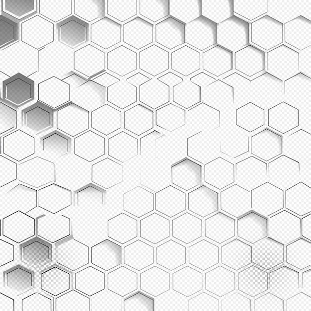 Efecto de marco hexagonal fondo transparente abstracto