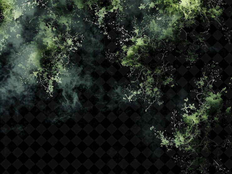 PSD efecto de musgo de polvo de menta con patrones de musgo y color de menta brillo color de neón mágico en fondo oscuro