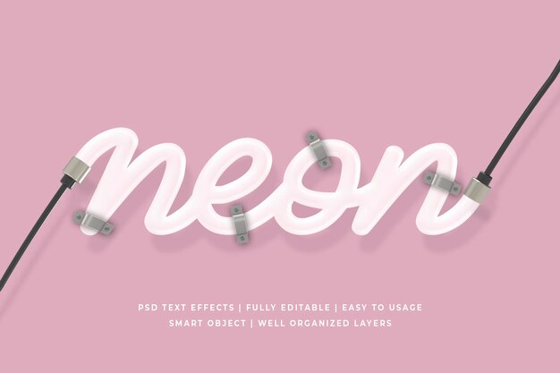 Efecto de neón para el texto de neón efecto para el texto comestible efecto de estilo de neón logotipo