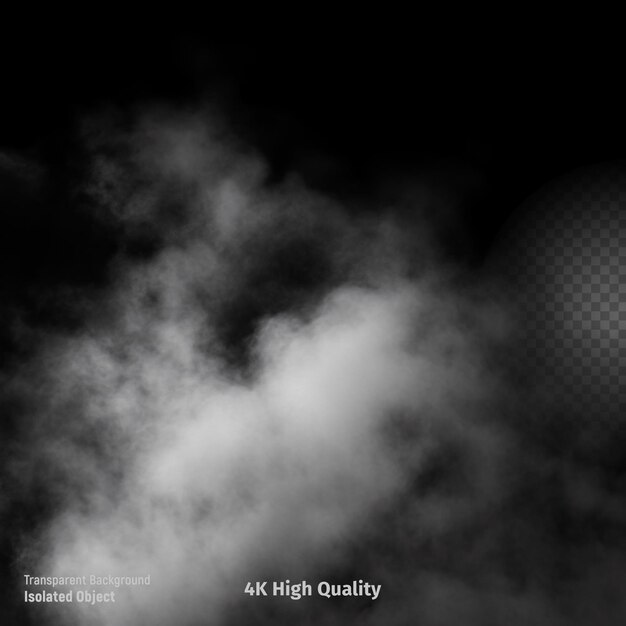Efecto de niebla o humo abstracto aislado sobre un fondo negro