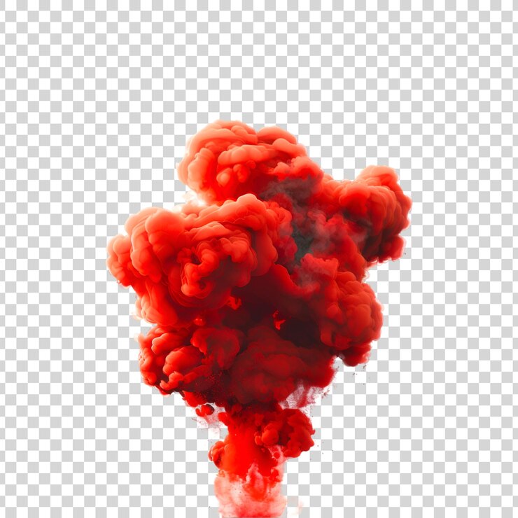 PSD efecto de nube de humo roja sobre un fondo transparente