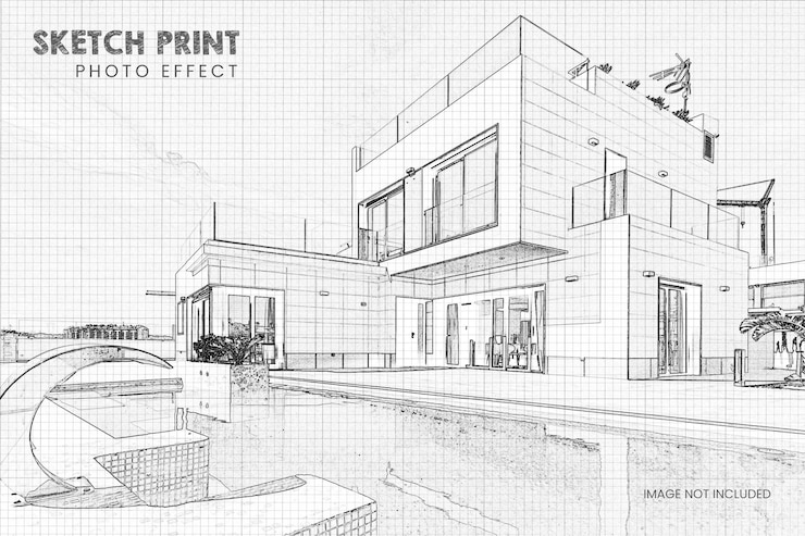 PSD efecto de photoshop para bocetos de arquitectura