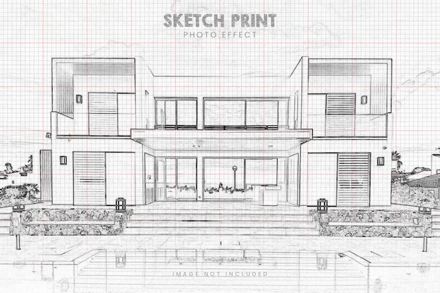 PSD efecto de photoshop para bocetos de arquitectura