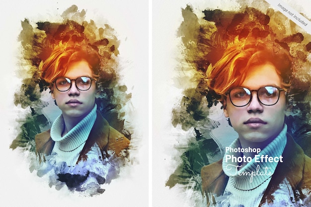 Efecto de pintura de acuarela colorida realista para photoshop