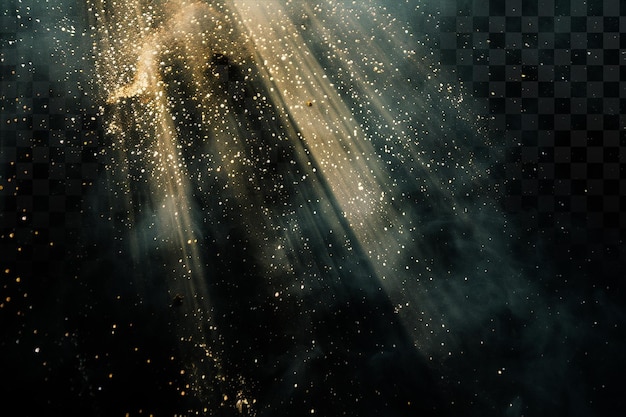El efecto de los rayos solares extendiendo rayos dorados en un fondo transparente