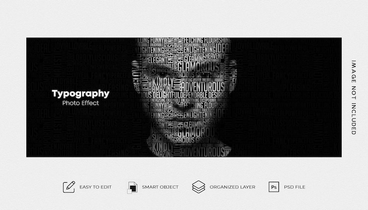 PSD efecto de retrato tipográfico para portada de redes sociales.