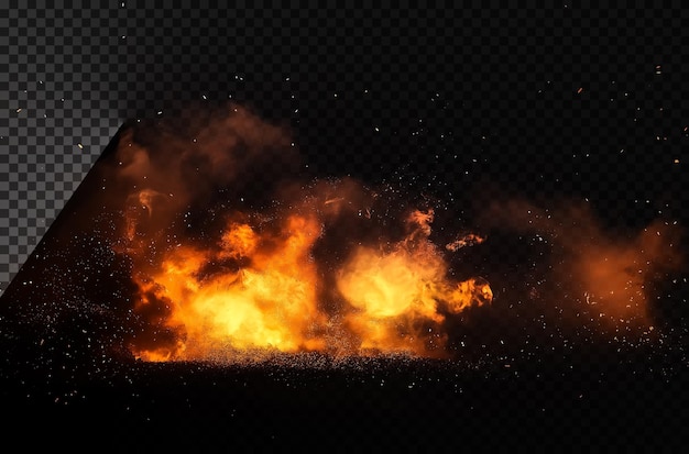 Efecto de superposición transparente de una gran explosión ardiente