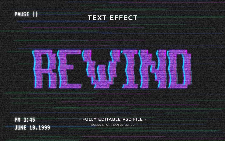 PSD efecto de tapetexto de vhs