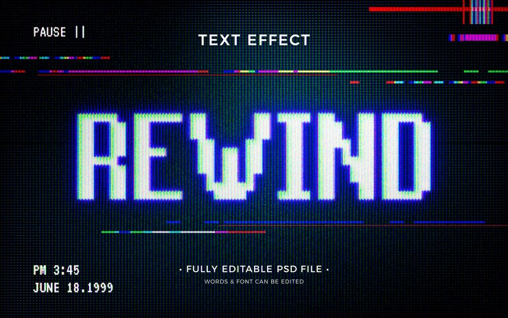 PSD efecto de tapetexto de vhs