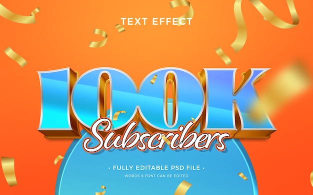 PSD efecto de texto de 100k suscriptores