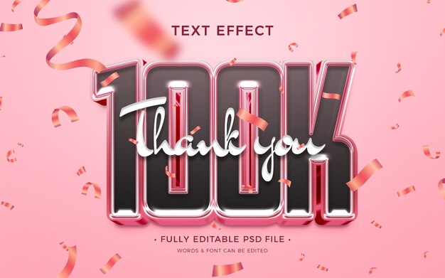 efecto de texto de 100k suscriptores