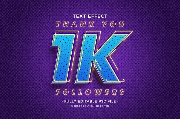 efecto de texto de 1k seguidores