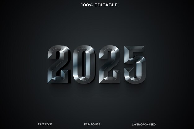Efecto de texto de 2025 Feliz año nuevo