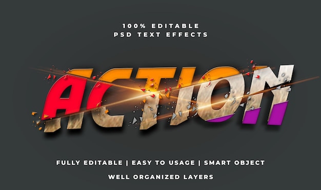 Efecto de texto 3D de acción