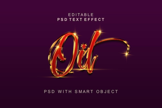 PSD efecto de texto 3d de aceite