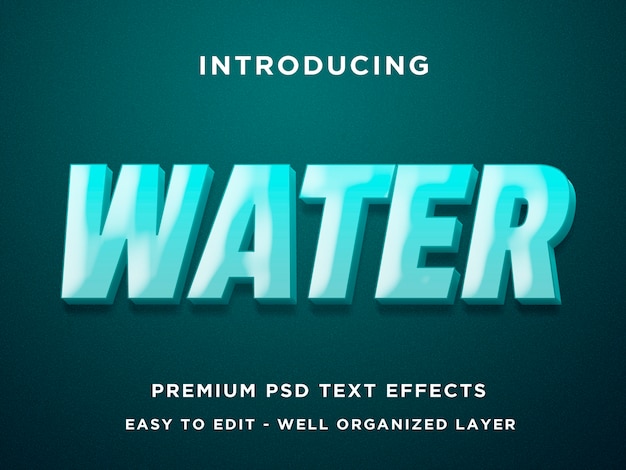 PSD efecto de texto 3d de agua