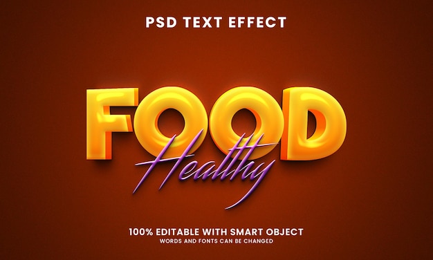 Efecto de texto 3d de alimentos