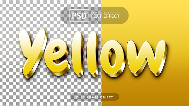 Efecto de texto 3d amarillo editable