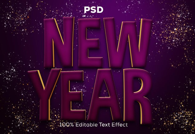 PSD efecto de texto 3d de año nuevo