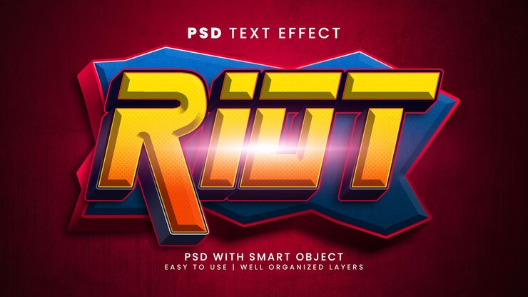 PSD efecto de texto 3d antidisturbios estilo de texto editable