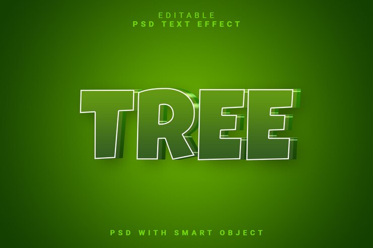 PSD efecto de texto 3d de árbol