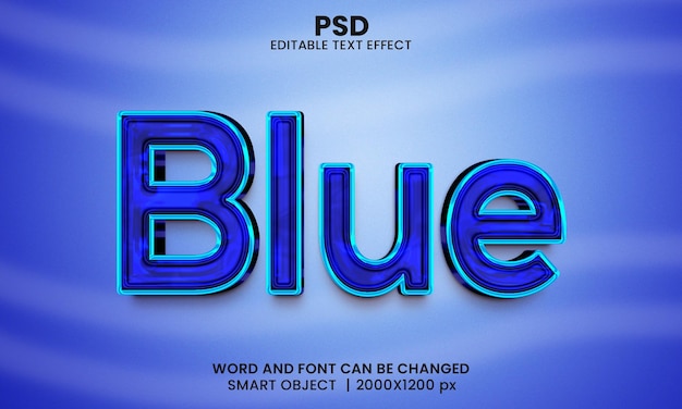 PSD efecto de texto 3d azul