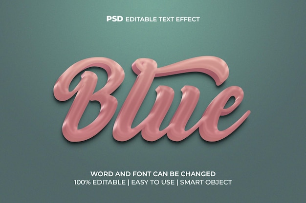 Efecto de texto 3d azul