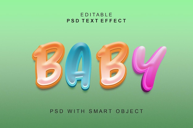 PSD efecto de texto 3d de bebé