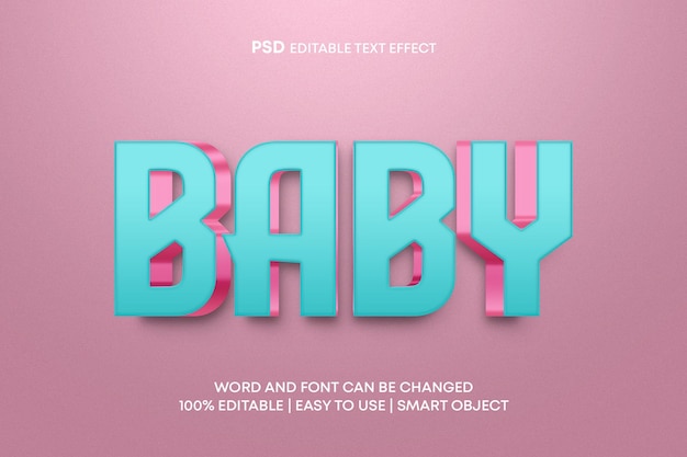 Efecto de texto 3d de bebé