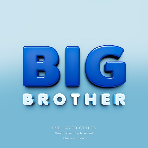 PSD efecto de texto 3d de big brother