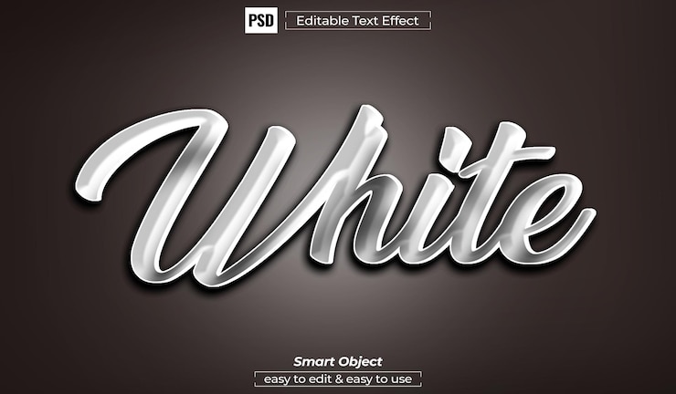 PSD efecto de texto 3d blanco psd