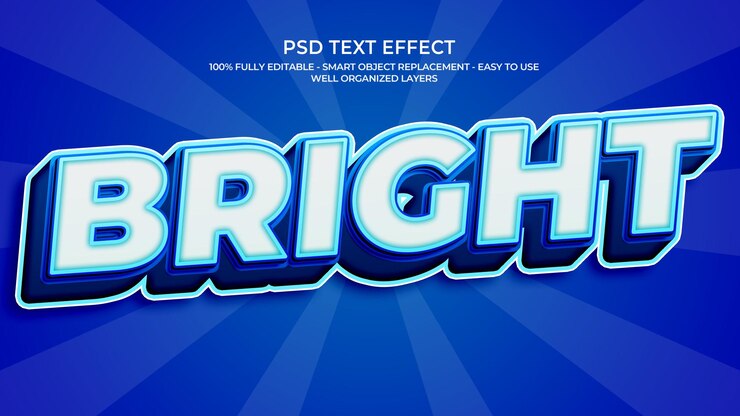 PSD efecto de texto 3d brillante