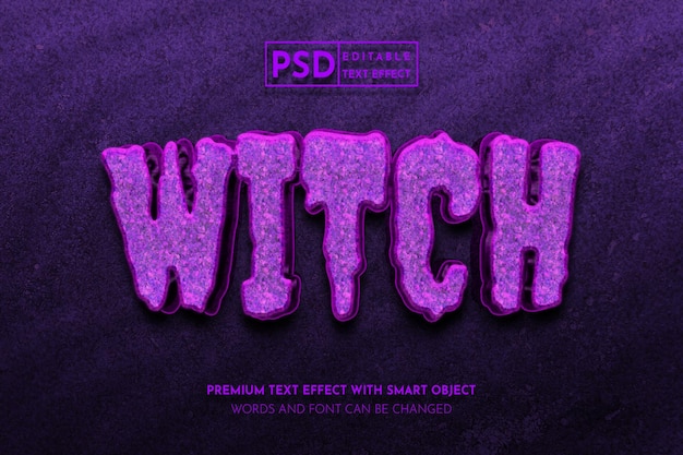 Efecto de texto 3d de bruja