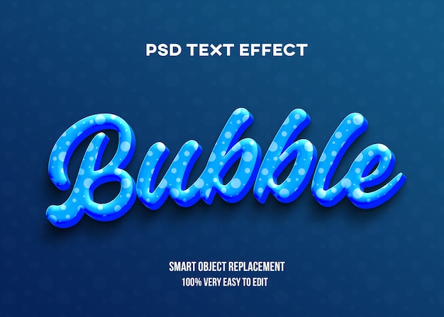 Efecto de texto 3d burbuja azul