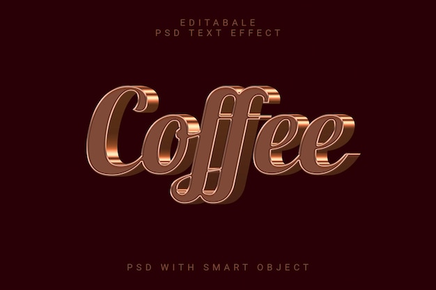 PSD efecto de texto 3d de café