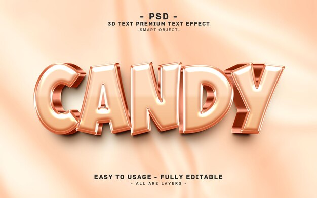 Efecto de texto 3D de caramelo PSD