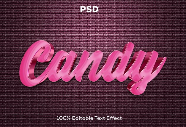 PSD efecto de texto 3d de caramelo