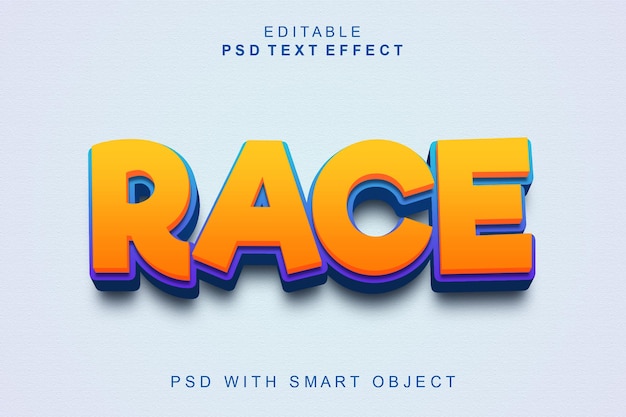 Efecto de texto 3d de carrera