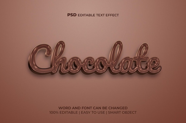 Efecto de texto 3d de chocolate