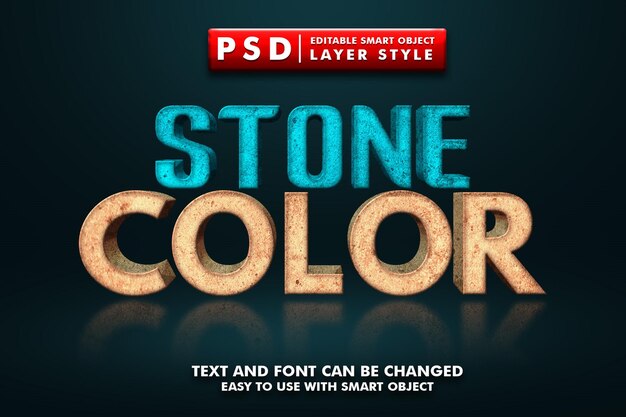 Efecto de texto 3d color piedra psd premium con objeto inteligente