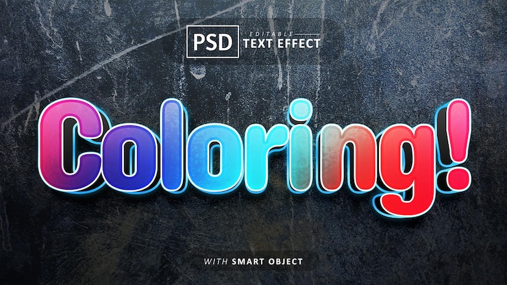 PSD efecto de texto 3d para colorear editable