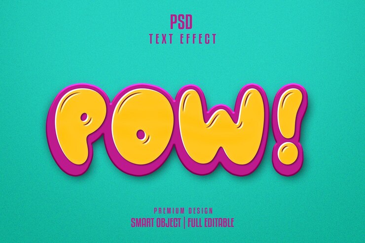 PSD efecto de texto 3d cómico pow