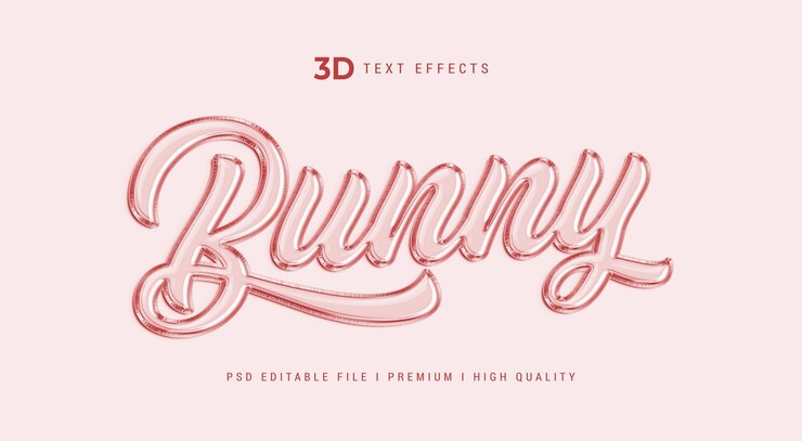 PSD efecto de texto en 3d de conejo