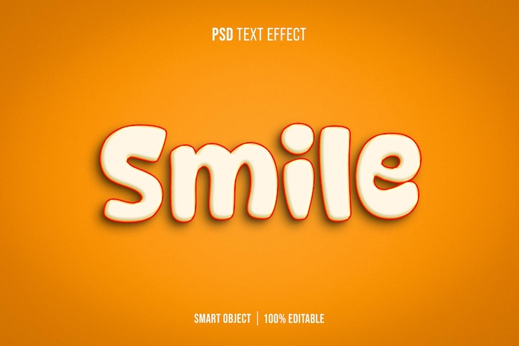 PSD el efecto de texto 3d de cute smile es totalmente editable