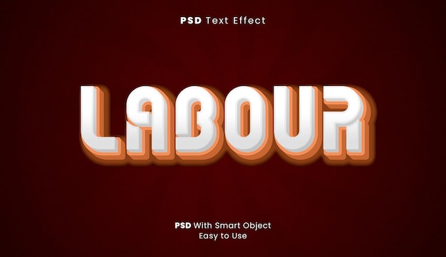 Efecto de texto 3d del Día del Trabajo Editable con plantilla de elemento de trazo resaltado de lujo