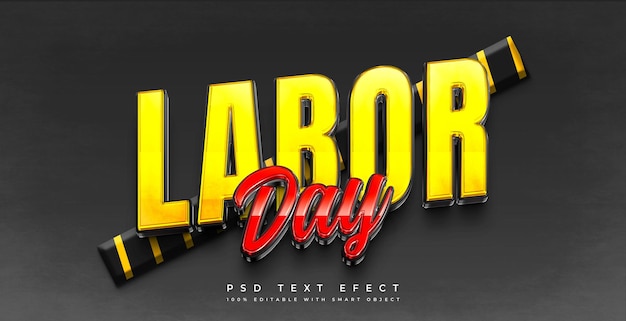 Efecto de texto 3D del día del trabajo