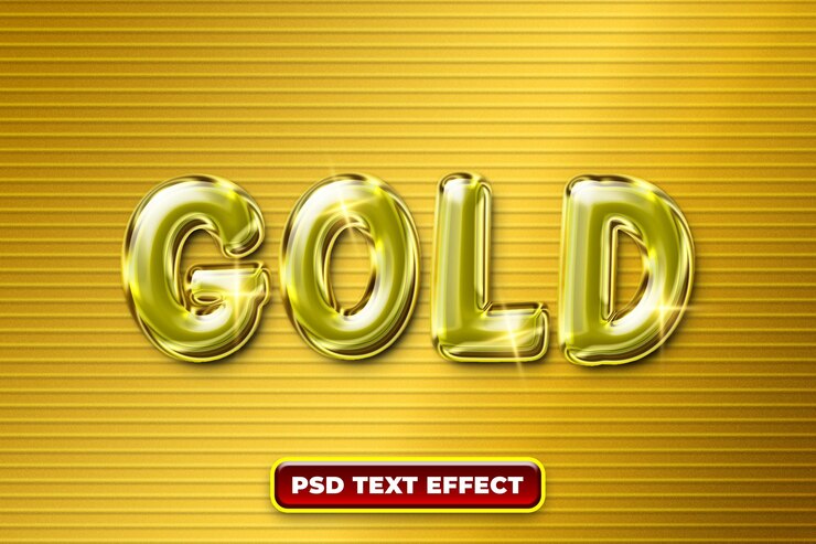 PSD efecto de texto 3d dorado con fondo de textura dorada