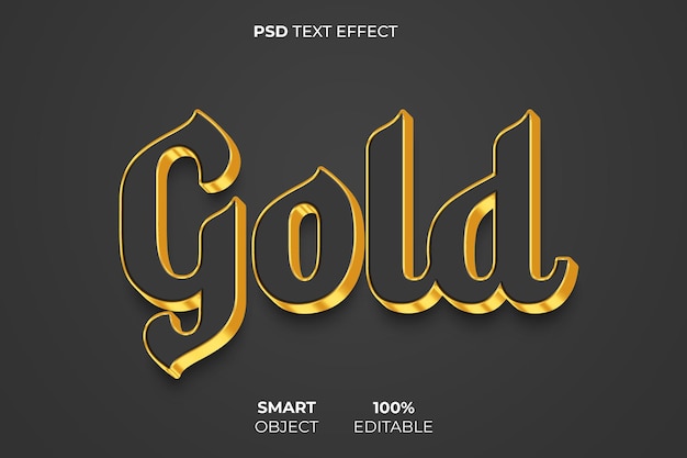 Efecto de texto 3D dorado