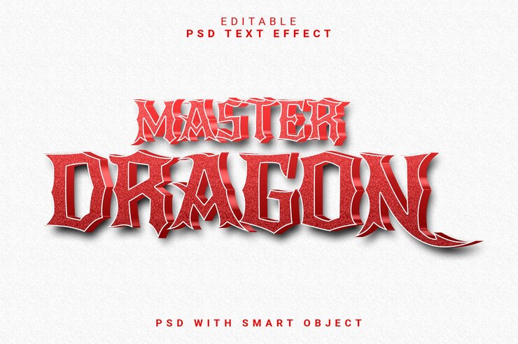 PSD efecto de texto 3d del dragón maestro